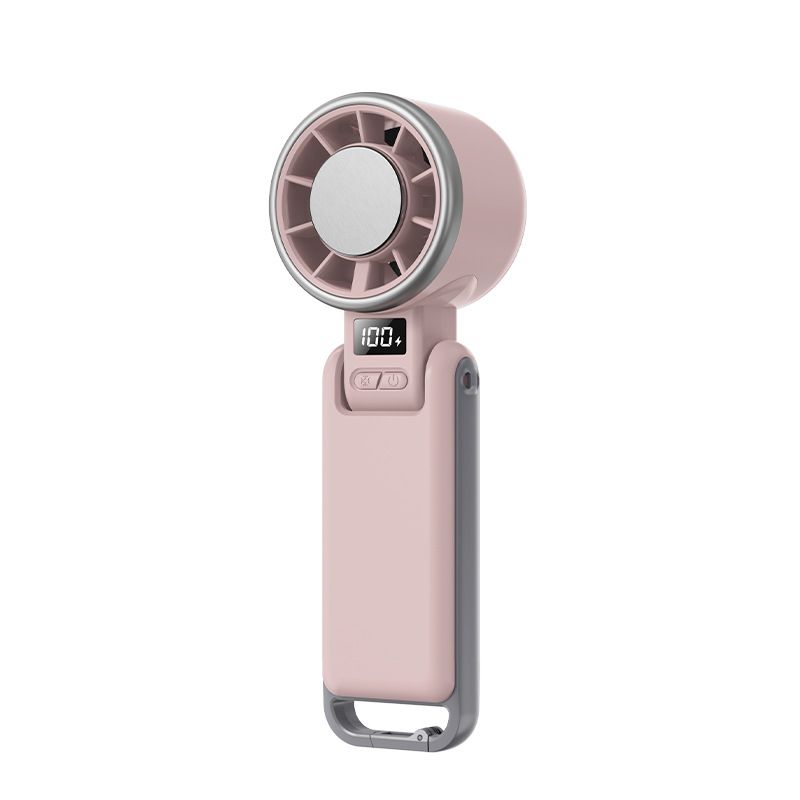 Portable Handheld Turbo Fan with Ice Cooling, 5 Speed Battery Rechargeable Foldable 2in 1 Mini Fan,Desk Fan, Quiet Personal Fans for Outdoor, Travel, Camping, Hiking, Working pink （16.8*5.3*4.7cm)