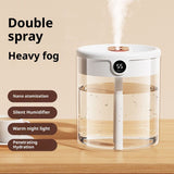 2L Smart Humidifiers for Bedroom, Rechargeable Top Fill Humidifier with Night Light, Cool Mist Humidifier for Office Home Plant and Baby, Quiet, (Beige)