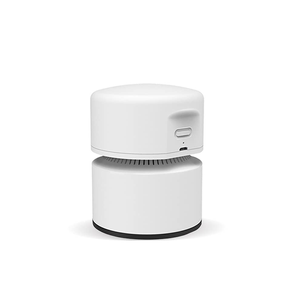 Desktop Vacuum Cleaner,Mini Table dust Sweeper Energy Saving with auto Power-Off Function,Cordless&360º Rotatable Design for Keyboard/Home/Office (White)