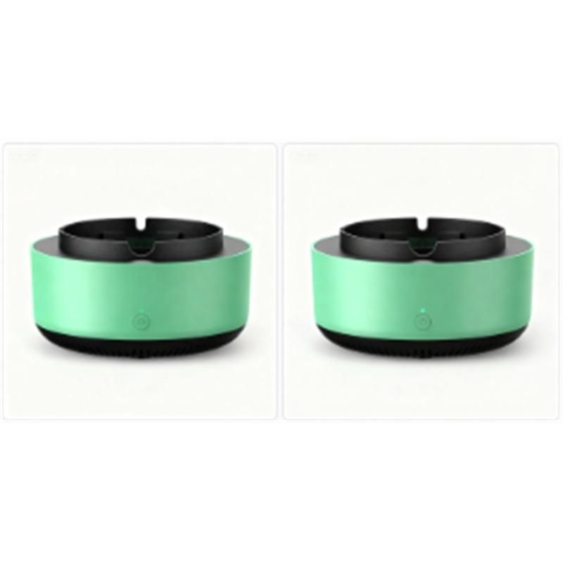 2 in 1 Multifunctional indoor smokeless ashtray, 360 °surround suction intelligent air purifier ashtray, indoor household car intelligent ashtray (Green）2pcs