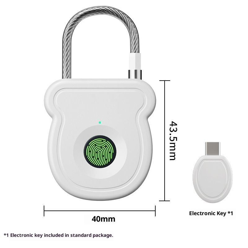 Fingerprint Padlock for Gym Locker w/USB Key, Biometric Lock 20 User for Luggage Backpack Case Toolbox Suitcase Zipper Handbag, Keyless Cable Latch for Travel Renter School Office Dorm