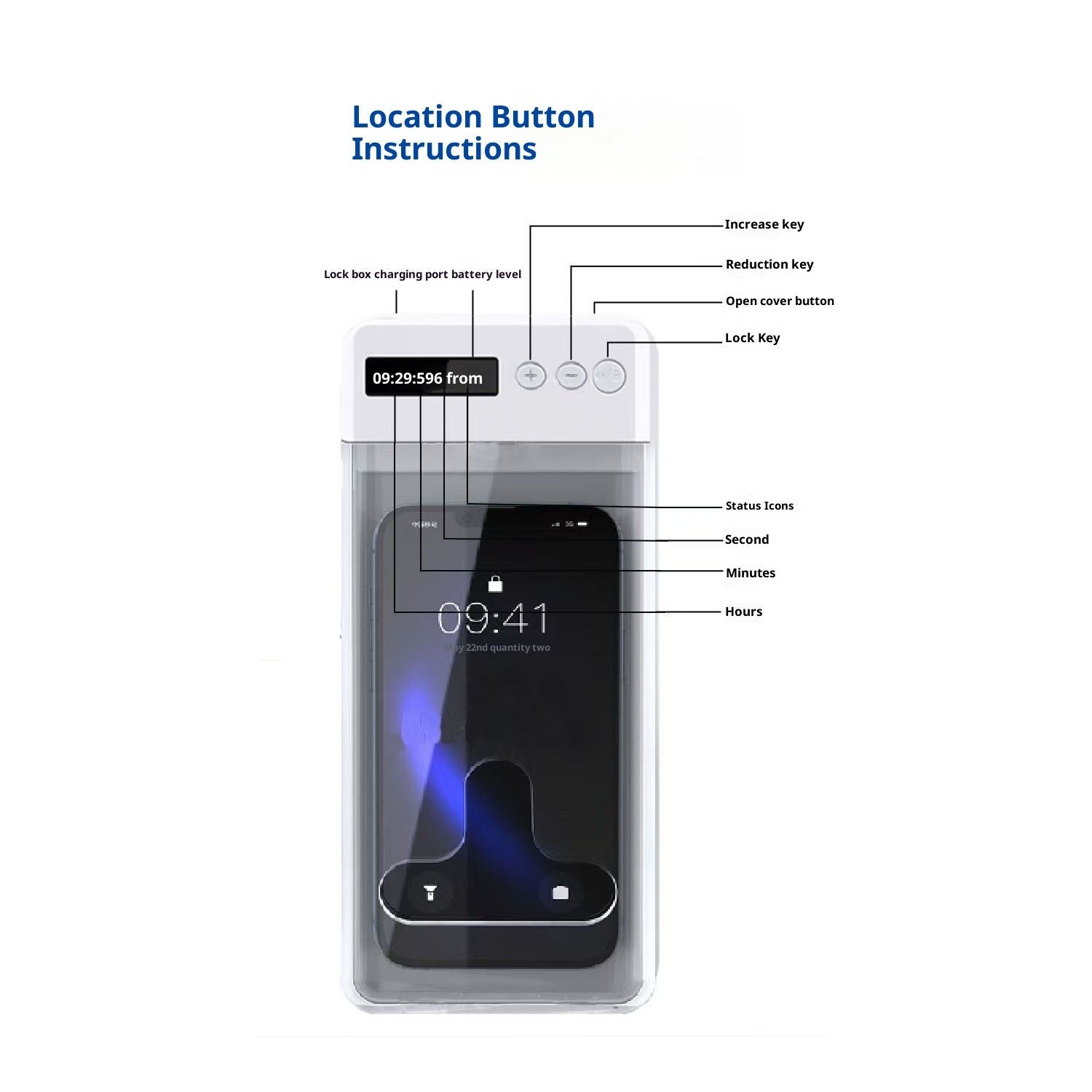 Timed Phone Lock Box for iPhone & Android - Self-Control Timer to Help Kids & Students Focus Back - Translucent