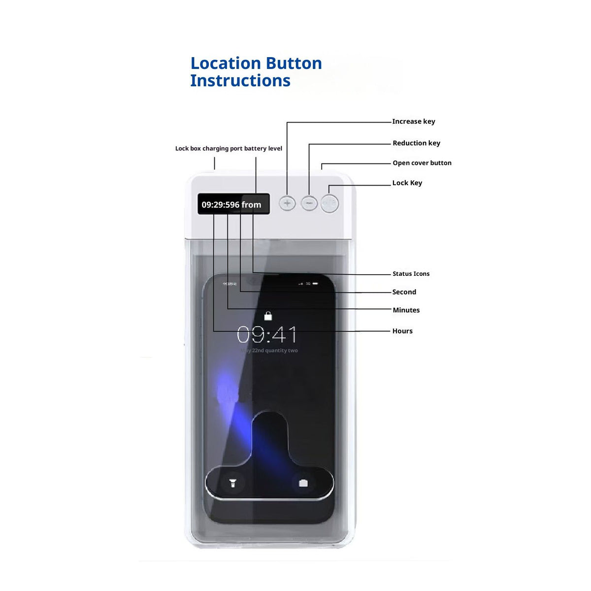 Timed Phone Lock Box for iPhone & Android - Self-Control Timer to Help Kids & Students Focus Back - Translucent
