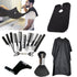 Generic Professional Hairdressing Kit 16 Pieces: Scissors, Combs, Umbrella Cape, Apron and Accessories for Barbers and Stylists, Black