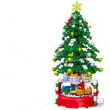 Christmas Tree Building Block Set, 220 Pieces, Rotating Base with Ornaments and Star, Holiday Building Toy, Stocking Stuffers for Kids, Gifts for Boys & Girls（Assembly completed size27.7*14.6cm）
