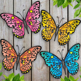Metal Butterfly Wall Decor -24.6cm Outdoor Fence Wall Art Decor, Hanging Decoration for Garden Yard Living Room Bedroom Patio Balcony(4 Pack)