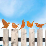 Metal Yard Art, Yard Decorations Outdoor, Metal Bird Wall Art, Fence Decorations Outdoor, Rustic Garden Decor, Garden Sculptures Statues, Bird Lover Gifts (Pack of 5)
