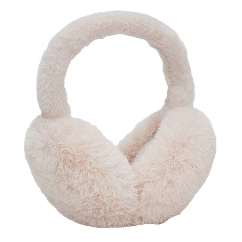 Fluffy Ear Muff for Women Plush Earmuffs Kids Winter Earmuffs Girls Boys Cold Weather Ear Warmer, Beige hair pole