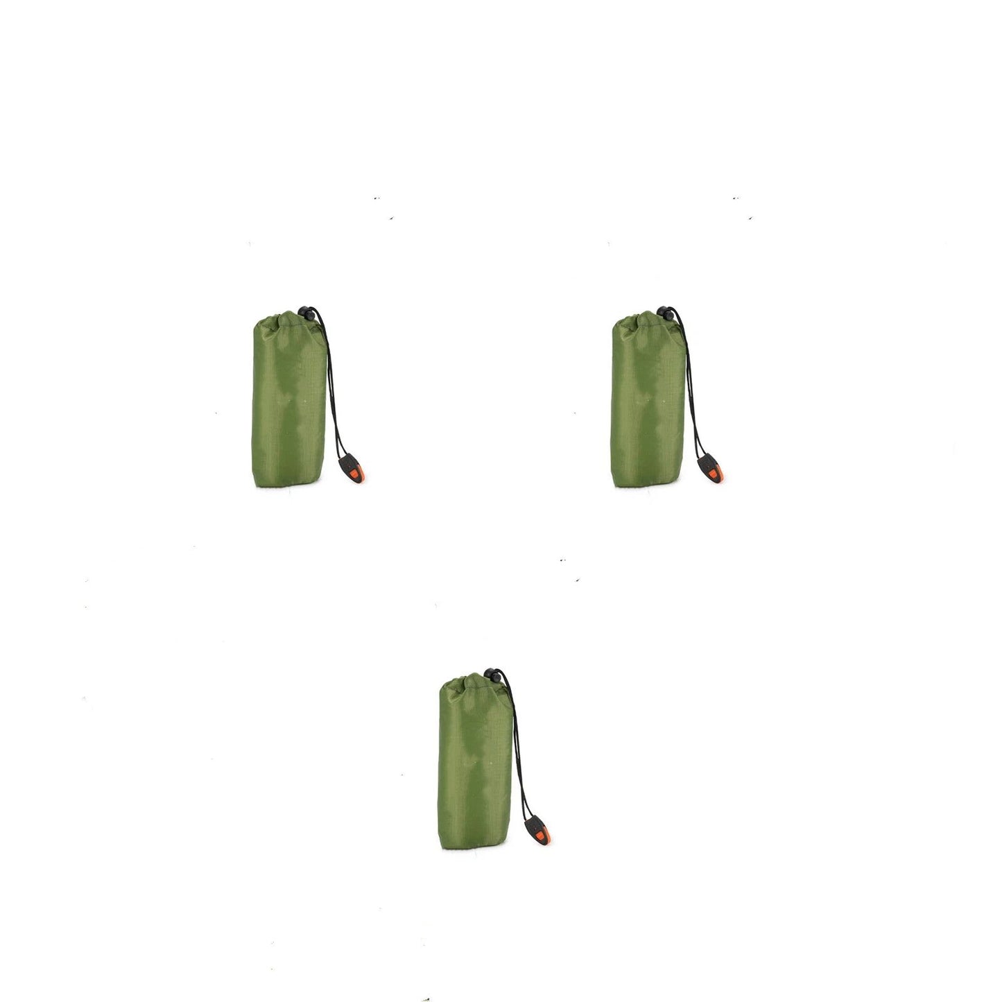 Emergency Sleeping Bag, Portable Emergency Blanket Thermal Bivy Sack, Waterproof Lightweight Survival Gear with Compass for Camping Hiking Outdoor Adventure240*150cm，3pcs，green，Send a whistle