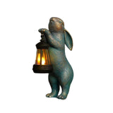 Garden Statues Rabbit with Solar Lantern Outdoor Bunny Figurines Decorations for Patio Yard Lawn Ornaments Gifts for Birthday Easter Housewarming Christmas
