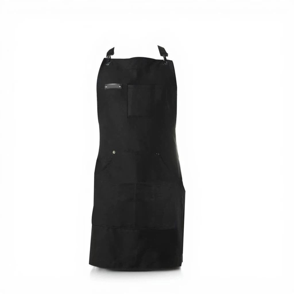 Chef and BBQ Apron not with Bottle Opener and Hand Towel - Cotton Canvas, not Stainless Steel Hardware - Cross Back Straps，black，The packaging only includes one apron