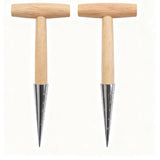 Planter Tool for Planting Seeds & Bulbs - High Carbon Steel & Comfortable Wood Carved Handle - for Consistent Planting Flowers Tulips, Daffodils, Dahlias