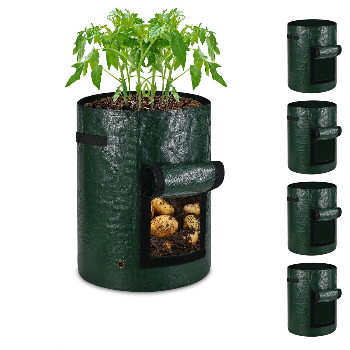 Potato Grow Bags Grow Bags 5 Pack, Heavy Fabric Planters with Harvest Window, Great for Growing Tomatoes, Vegetables and Fruits in The Garden