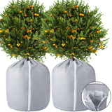 2Pcs Plant Winter Protection Pot - 45*50cm Flower Pot Protection Bag - Anti-Frost Winter Pot Plant Cover with Drawstring and Zipper for Winter Outdoor Fruit Trees Potted Plants Shrub(gray)