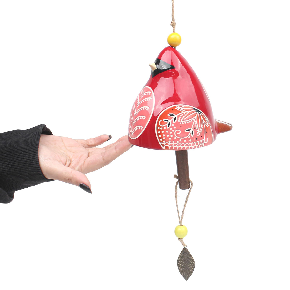 Bird Song Bell Wind Chime, Windchimes for Rustic Music Garden Backyard Church Decoration Porch Outside Outdoor Festival Memorial Gift (Red，12*11*9cm)