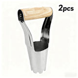 Steel Bulb Planter Tool for Planting Bulbs - High Carbon Steel & Comfortable Wood Carved Handle - Depth Marker for Consistent Planting Flowers Tulips, Daffodils, Dahlias (2pcs，24*11.5*6cm)