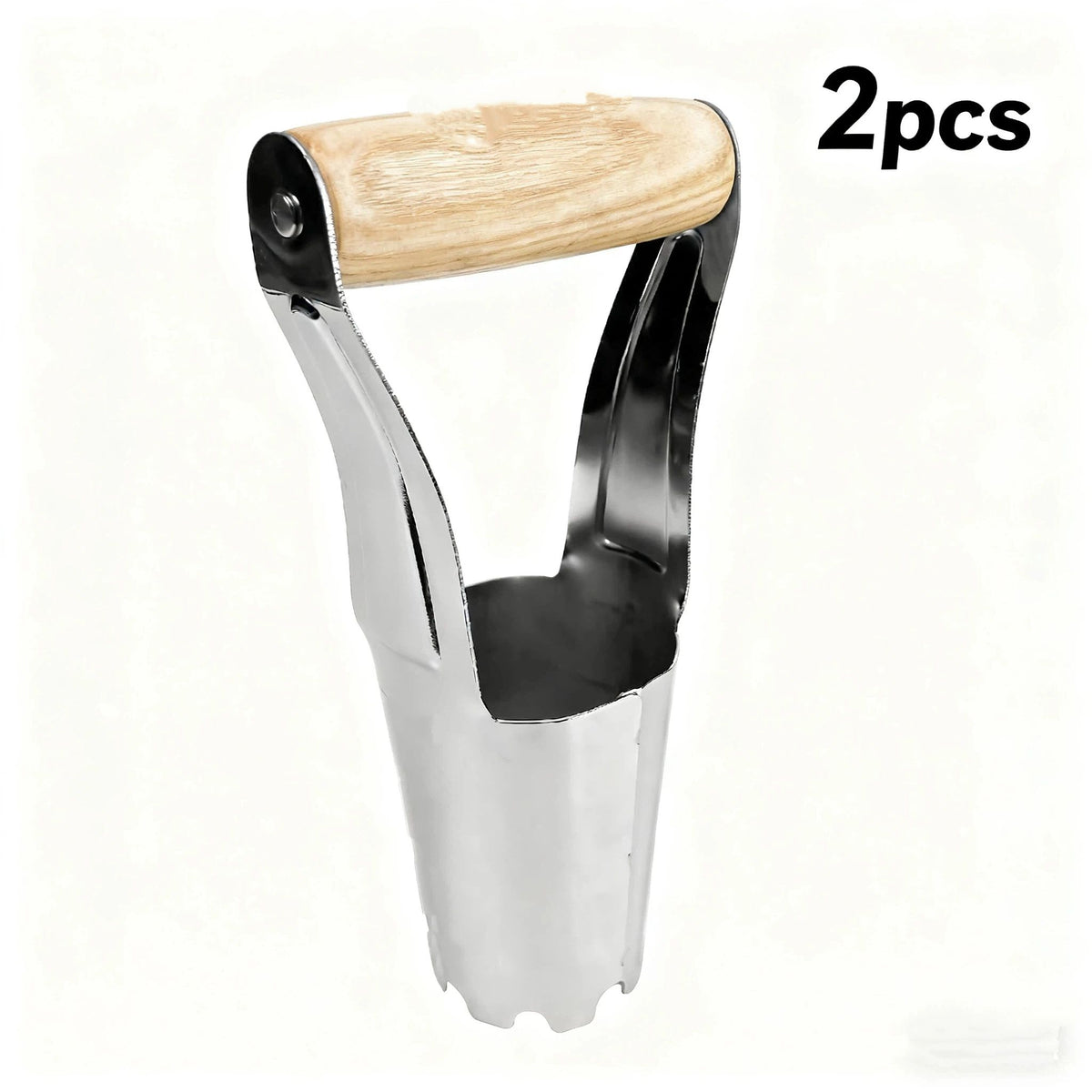 Steel Bulb Planter Tool for Planting Bulbs - High Carbon Steel & Comfortable Wood Carved Handle - Depth Marker for Consistent Planting Flowers Tulips, Daffodils, Dahlias (2pcs，24*11.5*6cm)