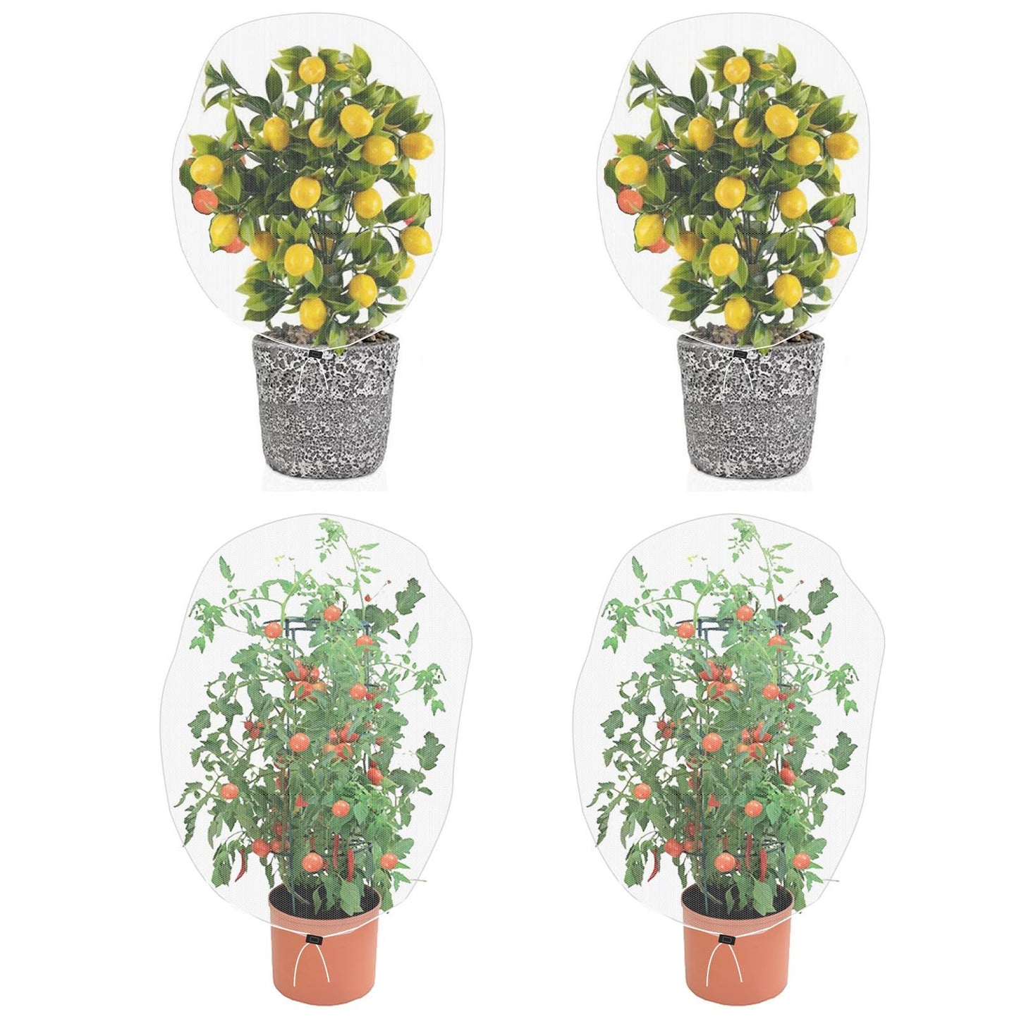 Garden Mesh Netting for Plants, 4 Pack Insect Bird Barrier Net Mesh with Drawstring, 1*1m Garden Bug Netting Plant Cover for Protect Fruit Tree Vegetable Flower