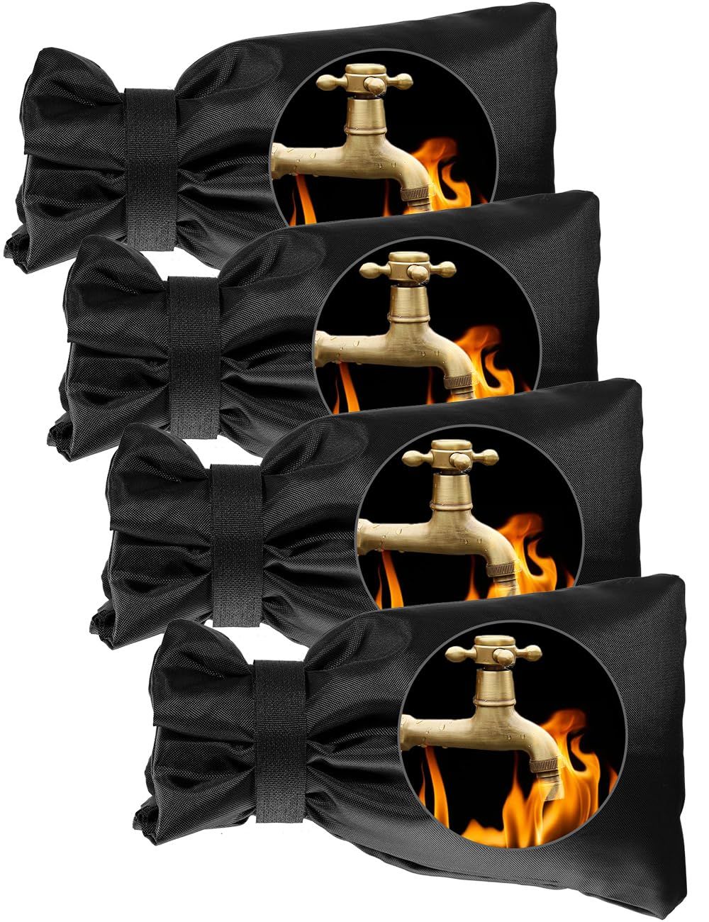 Outdoor Faucet Cover,Outside Freeze Proof Covers for Winter,4Pcs  Spigot Cover,Freeze Miser,Outlet Insulation,Garden Hose Bib Cover Socks,Antifreeze Protection Water Faucet Cap