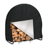 Firewood Log Rack Cover, Outdoor Waterproof Log Hoop Cover, Windproof Dry Wood Pile Holder Storage Tarp Heavy Duty UV Resistant Sun Snow Rain  4 Seasons Black（102x61x104cm）