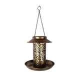 Solar Bird Feeder for  Hanging, Metal Wild Cardinals Garden Lantern with  Hook, Weatherproof and Water Resistant Birdfeeders as Gift Idea for Women Mom (19*20cm)