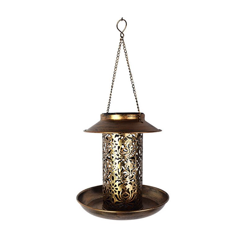 Solar Bird Feeder for  Hanging, Metal Wild Cardinals Garden Lantern with  Hook, Weatherproof and Water Resistant Birdfeeders as Gift Idea for Women Mom (19*20cm)