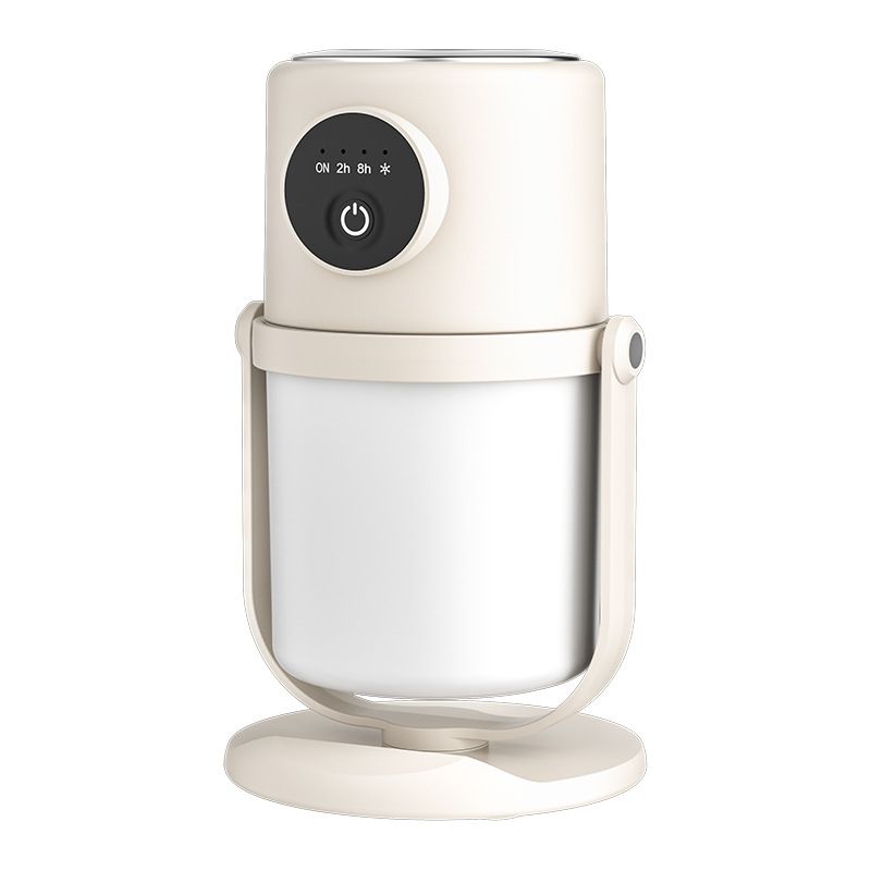 Portable Small Humidifier - Cold Mist Humidifier with 360° Rotating Stand, Stepless Dimming Warm Night Light, 2/8 H Timer Function, Mini humidifier for Bedroom, Plants, Office, and Car