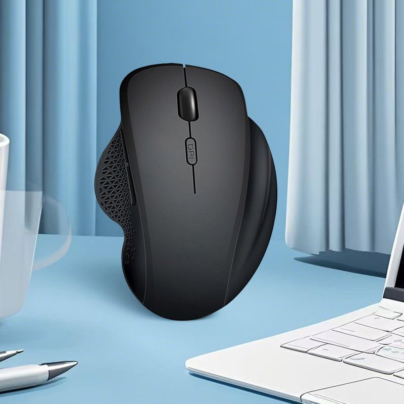 Wireless Mouse (2.4G) Silent 800-1200-1600 DPI Computer USB  & Bluetooth Mouse 6 Buttons, Wide Compatibility - Black