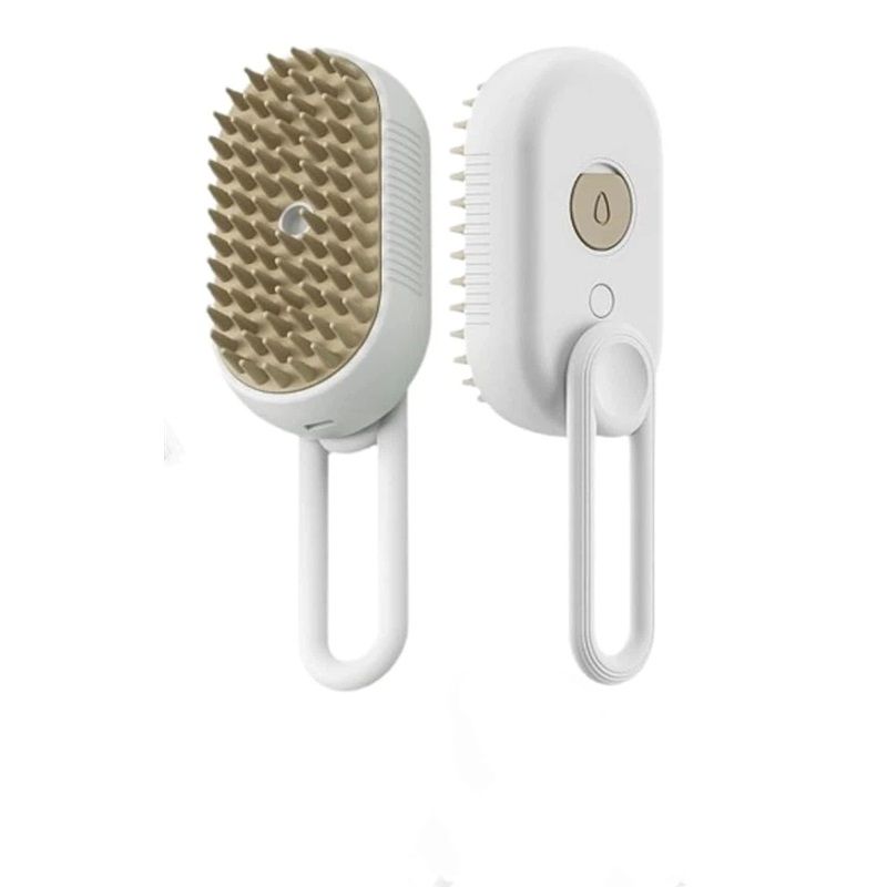 Pet Steam Groomer Comb 2pcs,3 in 1 Cat Steam Brush Pet Hair Steamy Brushes,Grooming Comb Tool for Pets Hair Removal with Steam for Massage Cleaning Shedding (White, )