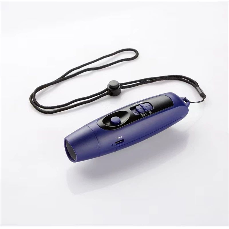 Rechargeable Bear Horn - Electronic Air Horn for Bears with 4 Volume Levels & 3 Tones,  Safety Light for Hiking, Camping, Wildlife Defense (Blue，14*3.8*3.85cm)