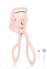 Electric Heated Eyelash Curler for Women – USB Rechargeable Heated Lash Curler with Quick Heat-Up, Multi-Temp Settings, 24H Natural Curl, Anti-Scald Silicone, Portable Makeup Tool, Pink