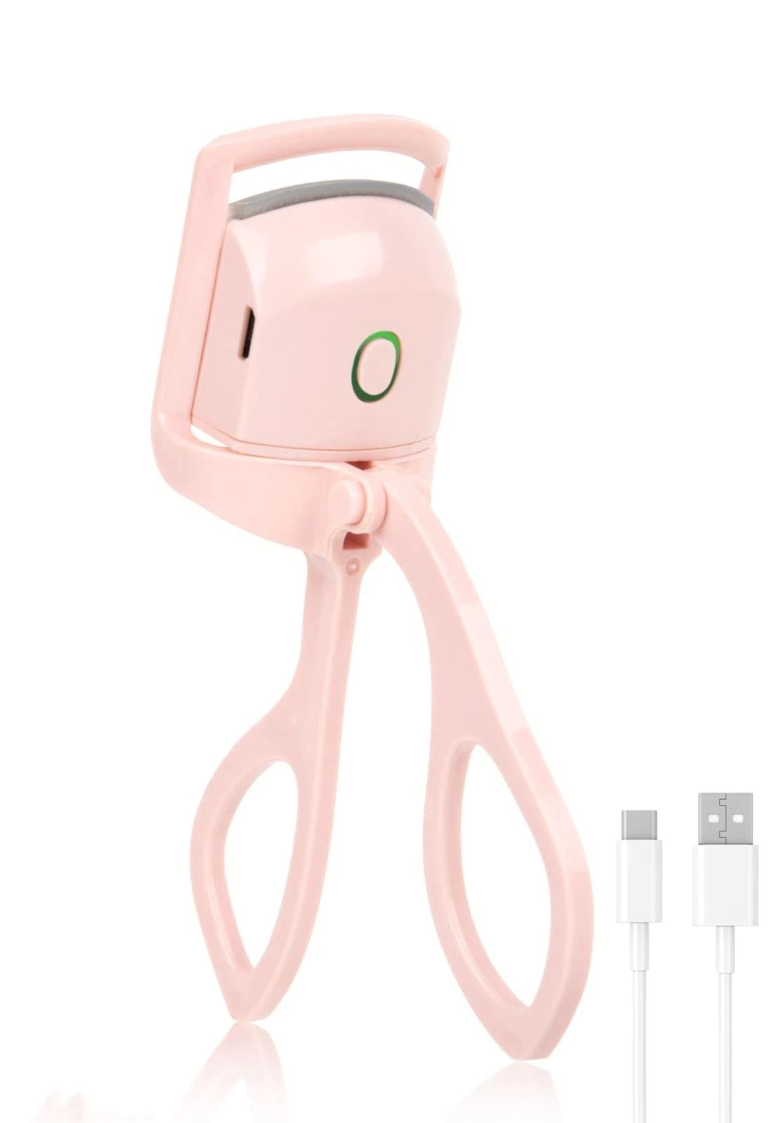 Electric Heated Eyelash Curler for Women – USB Rechargeable Heated Lash Curler with Quick Heat-Up, Multi-Temp Settings, 24H Natural Curl, Anti-Scald Silicone, Portable Makeup Tool, Pink