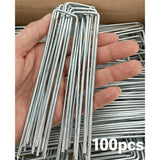 100 Pack 4*10cm  Landscape Staples  Gauge Garden Staples, Galvanized Ground Stakes  Pins, Lawn Yard Stakes for Gardening Plant Support Tent Fence Landscaping