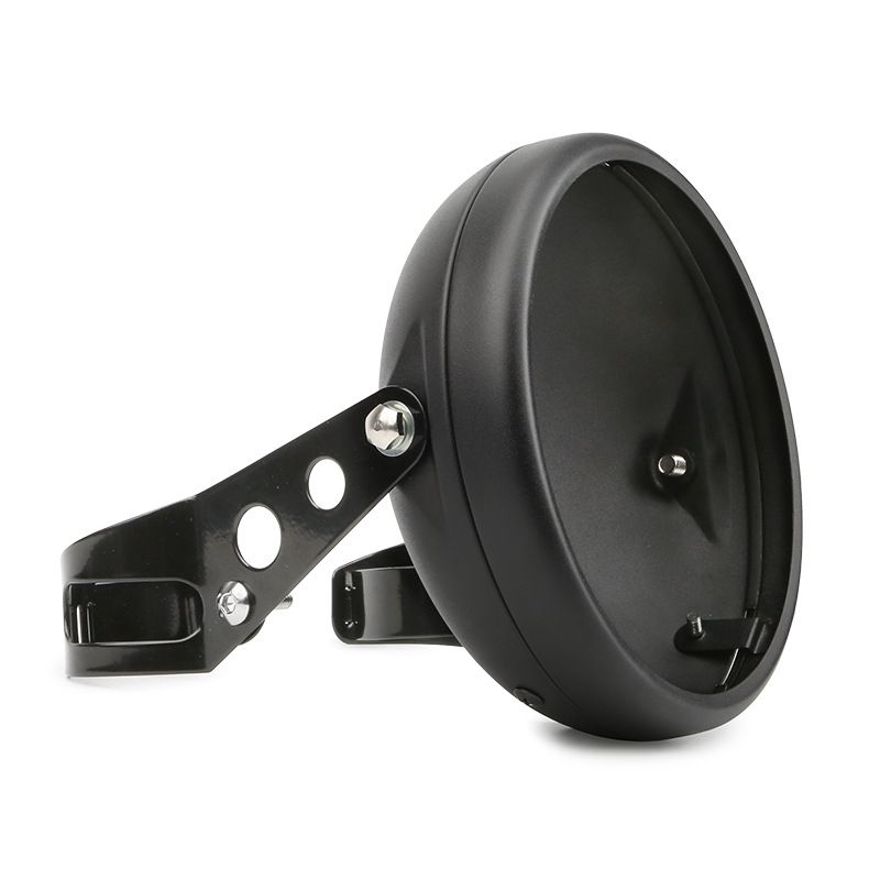 Motorcycle Universal 7" Headlight Housing Shell Lamp Bracket Bottom Mount Bucket Fits Compatible Cafe Racer