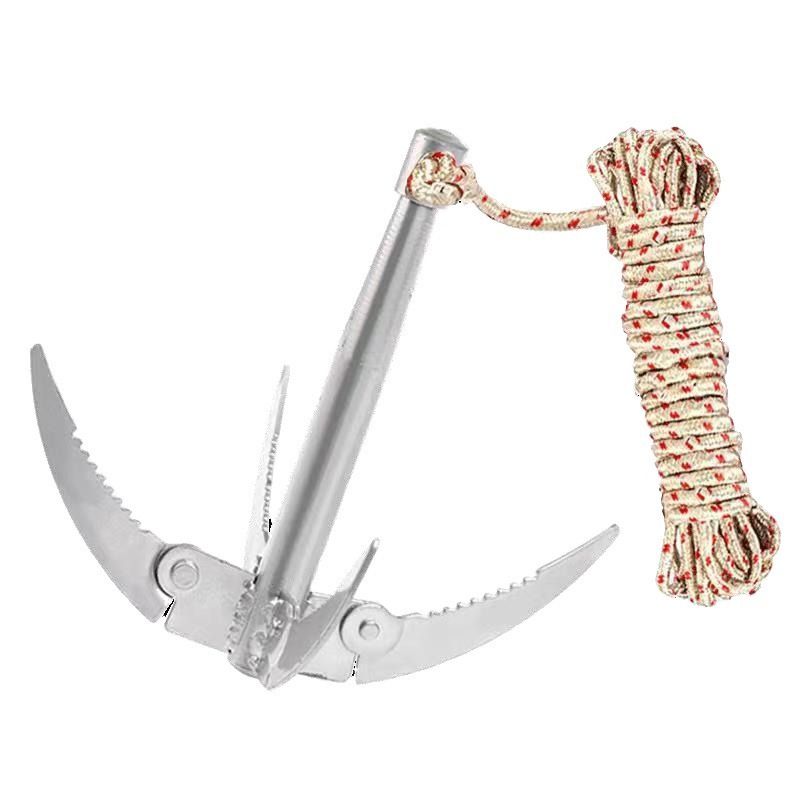 Ant Mag Grappling Hook Stainless Steel Claw Carabiner for Camping Hiking Tree Grabbing and Water Lifting Salvage（Bring a 20 meter rope (rope color random)）