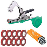 Plant Tying Machine Tape Tool for Tomatoes Peppers Grapes Cucumbers and Vining Vegetables Quickly and Easily Tie, Great for Gardeners Farmers, with Tapes, Spare Parts, Staples - Green