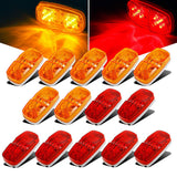 14x Trailer RV Marker LED Light Double Bullseye 10 Diodes Clearance Light Red/Amber,Double Bubble 12V Rectangular LED Side Marker Light Surface Mount Camper Truck