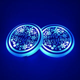 2pcs LED Car Cup Holder Lights, Changeable Color USB Charging Luminescent Car Cup Holder Mat Coaster Insert, LED Interior Atmosphere Lamp