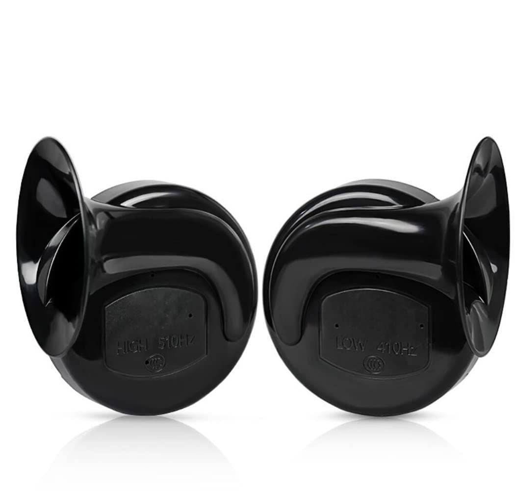Train Horn for Truck 2pcs 12V Air Horn for Car Snail Electric Air Horn Marine Boat Loud Alarm Kit Boat Motorcycle Dual-tone Car Horn Loud Signal (Black)