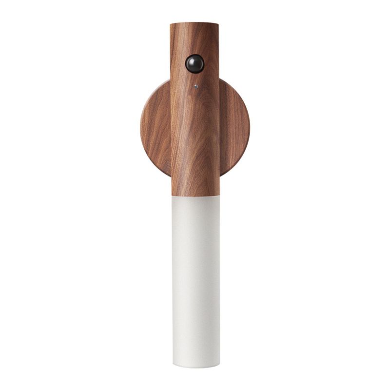 Wooden Motion Sensor Night Lights Magnet Body Sensor Hallway Night Lights Rechargeable Led Light Portable Stairway Wall Sconce Battery Powered Cabinet Lights (walnut wood
)