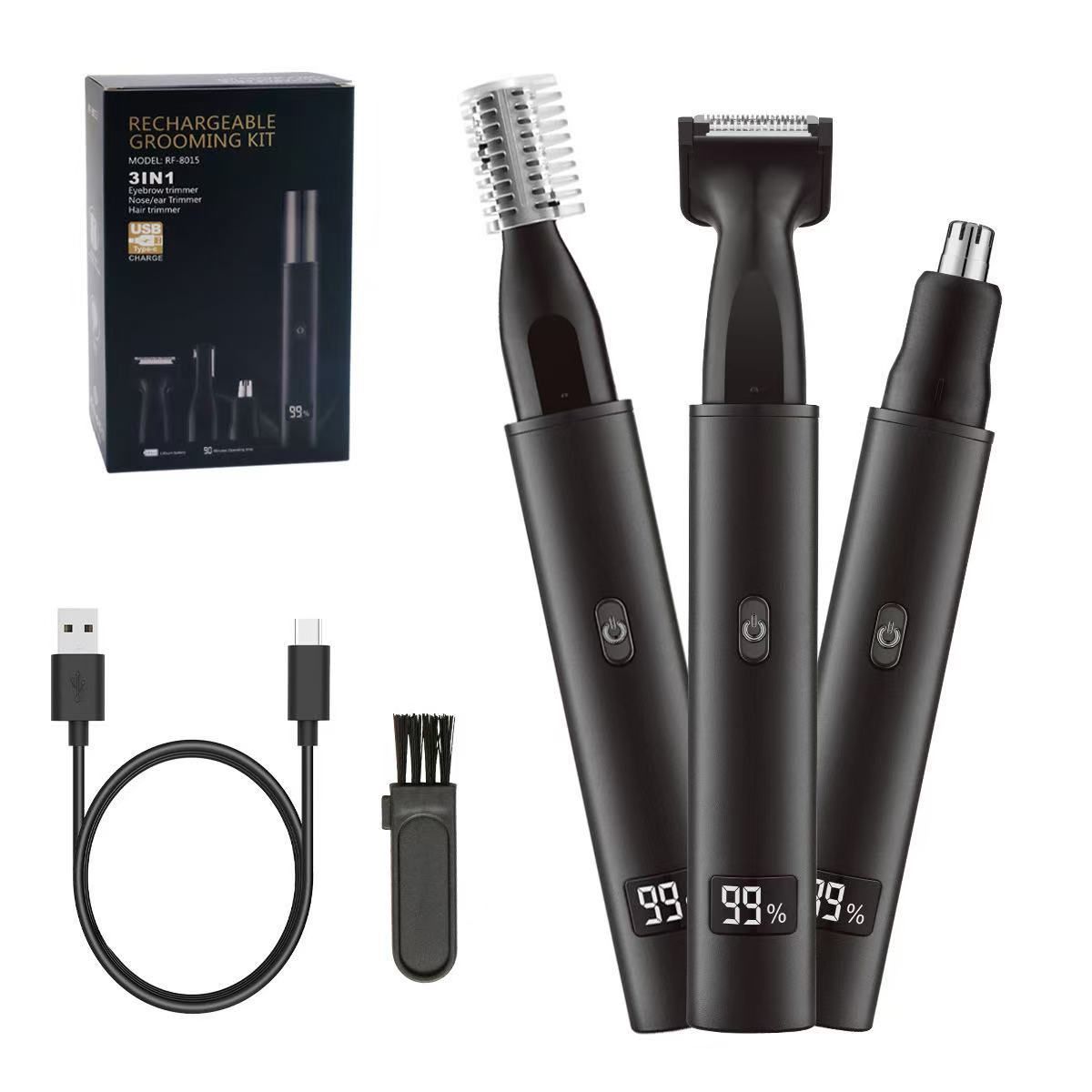 Nose and Ear Hair Trimmer for Men - Rechargeable Eyebrow Face Shaver - Nasal Hair Clippers 3 in 1 Painless Eye Brow Facial Hair Beard Razor for Sideburns Dual-edge