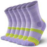 3 pack Womens Viscose Compression Running Crew Socks, Moisture-Wicking Anti-Blister Hiking&Gym Athletic（Purple）