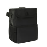 Car Garbage can with lid Leak Proof Vehicle Trash Can Storage Pockets Hanging Waterproof car Trash Bag for SUV Black