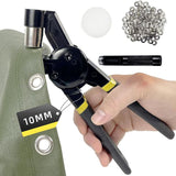 Grommet Tool Kit, Handheld Eyelet Kit Manual Grommet Press Machine with 200 pcs 10 mm Grommets（gold + silver）