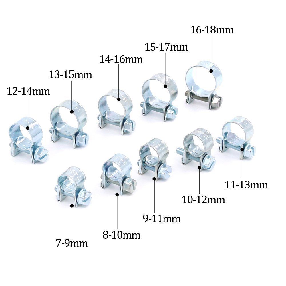 50PCS Fuel Line Clamp 304 Stainless Steel,Mini Fuel Injection Gas Line Hose Clamps,Pipe Clamp for Automotive,Diesel Petrol Pipe