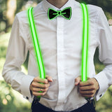 2 Pcs/Set, Light Up Men's LED Suspenders And Bow Tie, Perfect for Music Festival Halloween Costume Party, Christmas