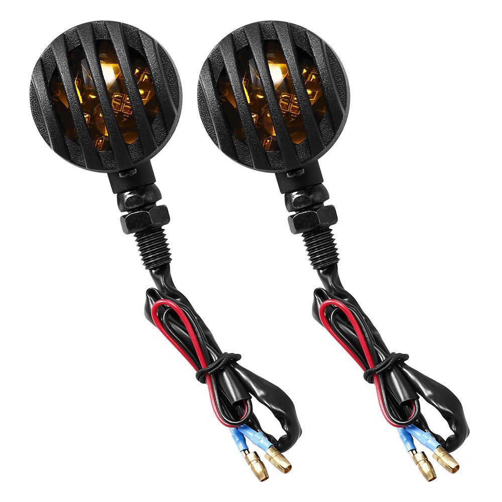 LED Motorcycle Turn Signals - 2 Pack Universal Bullet Blinker, Wire Rear Mount Signal Lights Kit for Motorcycles, Bobbers, Bikes