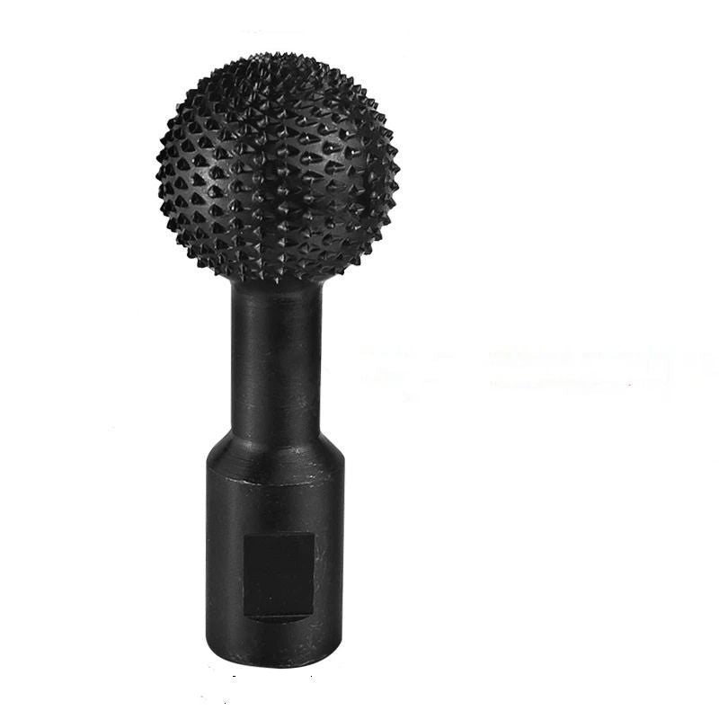 Ball Gouge Angle Grinder Attachment - 360° Sphere Rotary Burr for Rapid Wood Carving, Heavy-Duty Steel Spherical Grinding Head with Abrasive Teeth（ Interface 10MM）