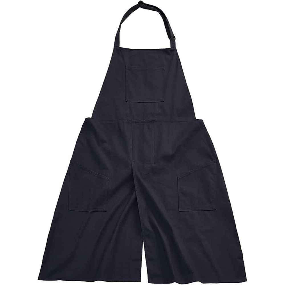 Pottery Apron Split Leg Long Artist Painting Aprons with 3 Pockets for Ceramics Clay Women Men（black）