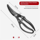 Poultry Scissors- Professional Heavy Duty Kitchen Shears for Spatchcocking Chicken and Meat Cutting- Multi-Purpose Kitchen Scissors for Food - Stainless Steel